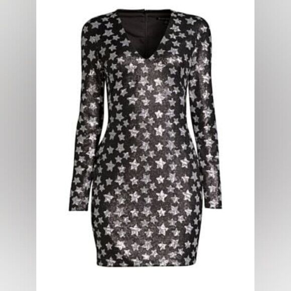 Black Halo Sequin Stars Dress 10 Whimsigoth Fairy Rebel Punk Glam Celestial - Picture 10 of 10